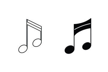 Simple Music Note Outline And Solid Icon Illustration Vector Design