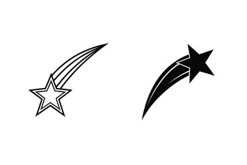 Set Of Shooting Star Icons Isolated On White Background Vector Illustration