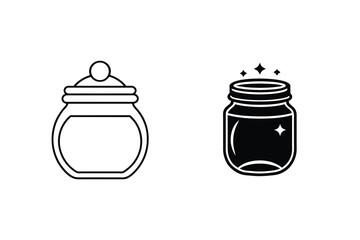 Jar Container Vector Illustration Set Glass Jars And Pot Icons Black And White