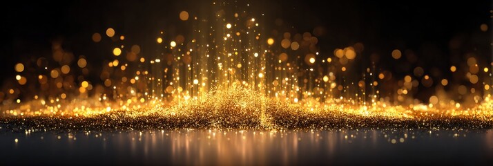 Naklejka premium Golden sparks on a dark background