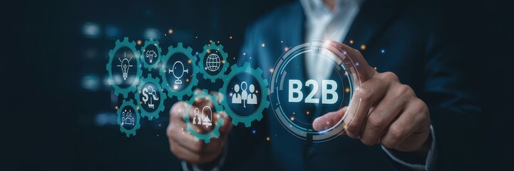 Business-to-business dealings are shown in a digital interface.