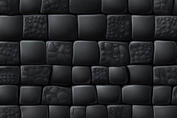 Fototapeta premium Seamless dark stone wall texture with smooth and embossed blocks. Use as background, backdrop or wallpaper for different projects.