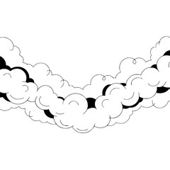 Stylized Cloud Formation Illustration, Comic Style, White Background