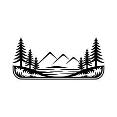 Minimalist Mountain and Forest Scene Vector Illustration