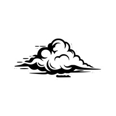 Black & White Cloud Icon with Shadow - Sticker Style Graphic