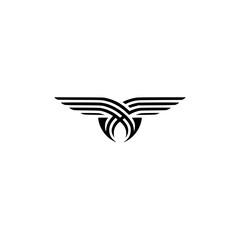 Minimalist Winged Logo Design, Modern Black Emblem on White