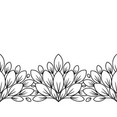 Black & White Floral Border Design, Elegant Minimalist, Decorative Element