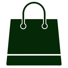 Green paper shopping bag with handles isolated on white background