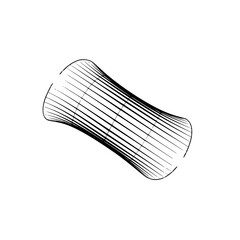 Abstract Black Lines 3D Shape on Gray Background, Minimalist Design