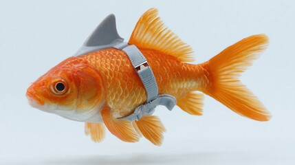 Goldfish with shark fin accessory