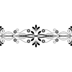 Elegant Black Floral Border on a White Background