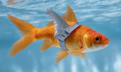 Goldfish with shark fin underwater