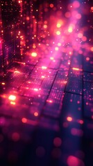 Obraz premium Glowing lines and geometric shapes in a soft gradient, symbolizing modern creativity and abstract innovation.