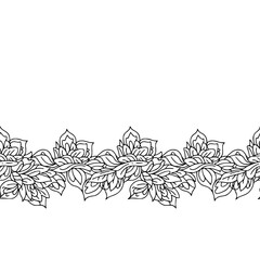 Floral Border Pattern, Line Art Design, Elegant White Space