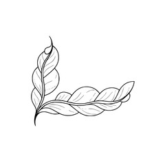 Elegant Leaf Corner Design - Black & White Illustration for Invitations & Decor