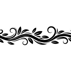 Fototapeta premium Elegant Black Vine Border: Floral Ornament on White Background