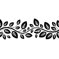 Fototapeta premium Elegant Black & White Leafy Branch Border Design on Gradient Background