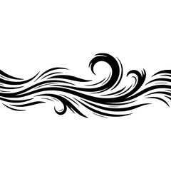 Abstract Swirling Black Decorative Border on White Background