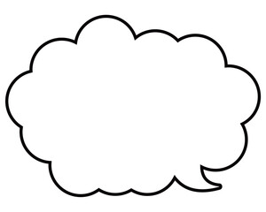 シンプルな白黒の吹き出し　丸みのある雲形の右向き01