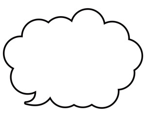 シンプルな白黒の吹き出し　丸みのある雲形の左向き01