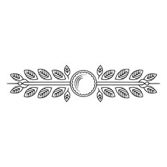 Elegant Linear Leafy Ornament with Central Circle