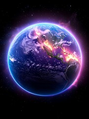 Earth Night Glow Space View