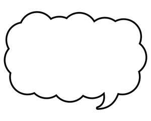 シンプルな白黒の吹き出し　細長い雲形の右向き02