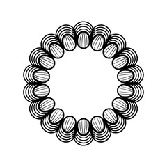 Modern Abstract Floral Border Design, Black and White Graphic