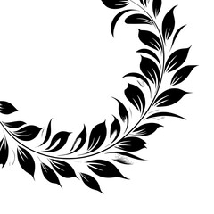 Elegant Floral Vine Design, Monochrome Silhouette, Decorative Vector