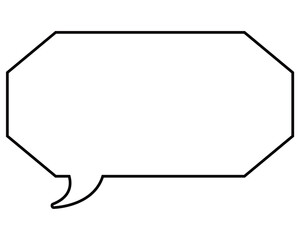 シンプルな白黒の吹き出し　細長い八角形の左向き01