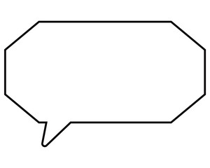 シンプルな白黒の吹き出し　細長い八角形の左向き03