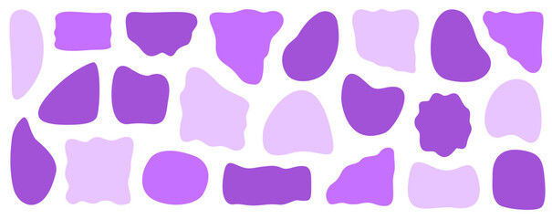 Lavender and purple abstract organic blobs on white background in soft modern style for beauty, wellness and minimalist digital design, Vector Design, Isolated
