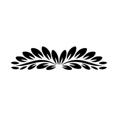 Elegant Black Floral Scroll Border Element on White