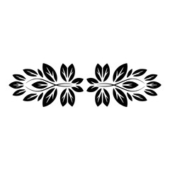 Black and White Floral Ornament, Decorative Border Element