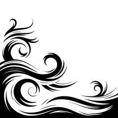 Fototapeta premium Black and White Swirls Corner Design, Decorative Ornament