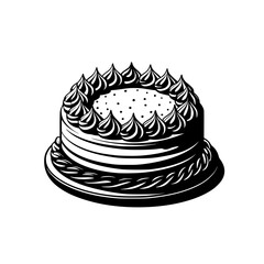 Elegant Black & White Cake Illustration