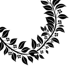 Black Floral Vine Silhouette on White Background