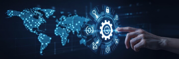 Obraz premium Global interconnectedness of technology and process management.