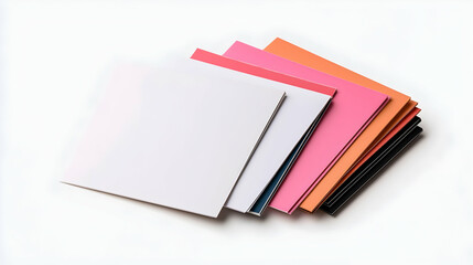 Stack of Colorful Paper Sheets on White Background