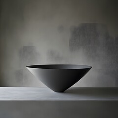 Wide Dark Grey Bowl Minimalist Studio Photography