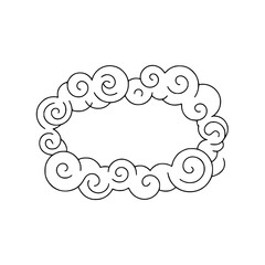 Elegant Cloud Frame Outline on White Background