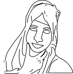 Minimalist Line Art Portrait of a Woman in Hijab