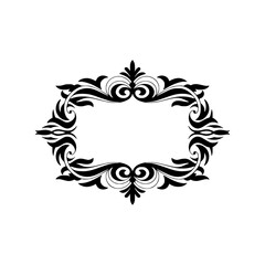 Elegant Black Floral Frame Design on White, Decorative Border