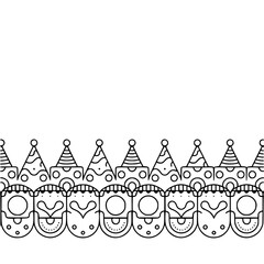 Obraz premium Party Border: Minimalist Black and White Celebration Illustration