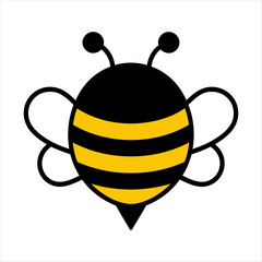 Bee Icon &ndash; Simple Vector Illustration with Yellow and Black Stripes and Wings