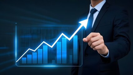 Businessman Analyzing Financial Graph Concept of Market Growth and Investment.