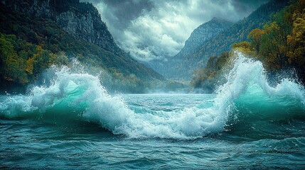 waves crashing on rocks