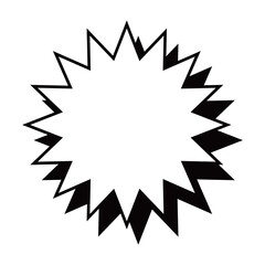 シンプルな白黒の影付き吹き出し　ギザギザした形01