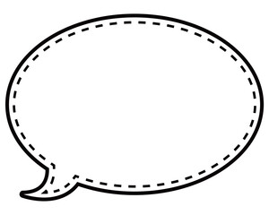 シンプルな白黒の点線付き吹き出し　丸形の左向き01