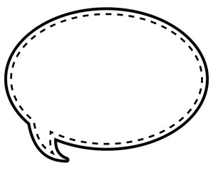 シンプルな白黒の点線付き吹き出し　丸形の左向き02